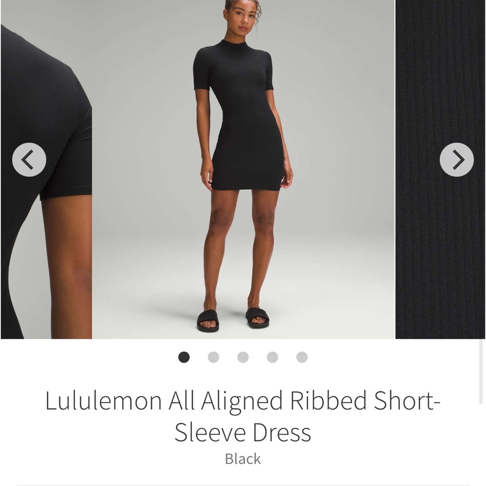Lululemon all aligned ribbed short-sleeve dress black Sz 6